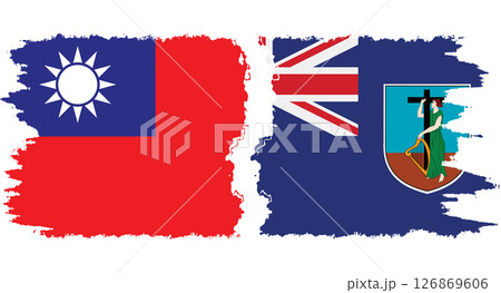 Montserrat and Taiwan grunge flags connection vector 126869606
