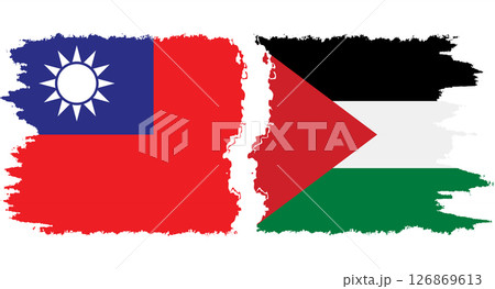 Palestine and Taiwan grunge flags connection vector 126869613