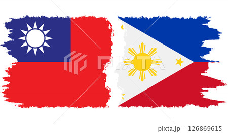 Philippines and Taiwan grunge flags connection vector 126869615