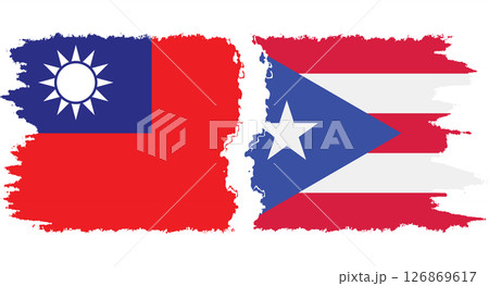 Puerto Rico and Taiwan grunge flags connection vector 126869617