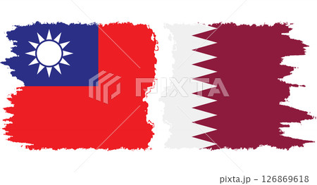 Qatar and Taiwan grunge flags connection vector 126869618
