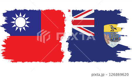 Saint Helena and Taiwan grunge flags connection vector 126869620