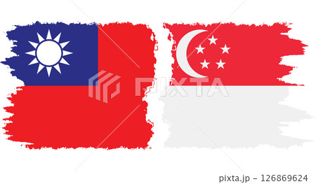 Singapore and Taiwan grunge flags connection vector 126869624