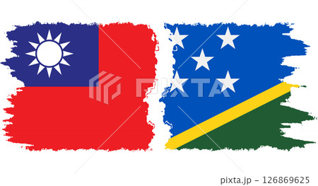Solomon Islands and Taiwan grunge flags connection vector 126869625