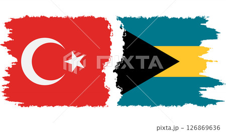 Bahamas and Turkey grunge flags connection vector Bahamas and Turkey grunge flags connection vector 126869636