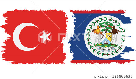 Belize and Turkey grunge flags connection vector 126869639