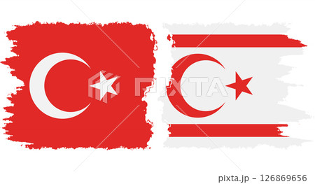 Turkish Republic of Northern Cyprus and Turkey grunge flags conne Turkish Republic of Northern Cyprus and Turkey grunge flags conne 126869656
