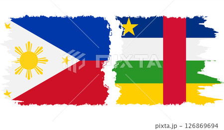 Central African Republic and Philippines grunge flags connection vecto 126869694