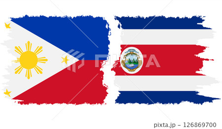 Costa Rica and Philippines grunge flags connection vector 126869700