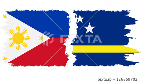 Curacao and Philippines grunge flags connection vector 126869702
