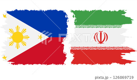 Iran and Philippines grunge flags connection vector 126869719