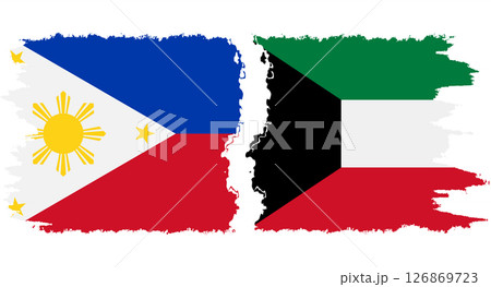 Kuwait and Philippines grunge flags connection vector 126869723