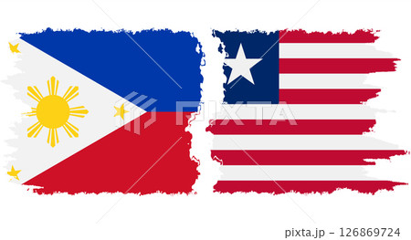 Liberia and Philippines grunge flags connection vector 126869724