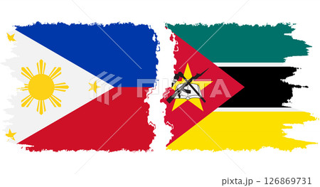 Mozambique and Philippines grunge flags connection vector 126869731