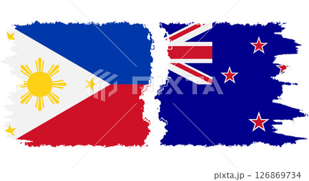 New Zealand and Philippines grunge flags connection vector 126869734