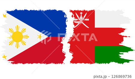 Oman and Philippines grunge flags connection vector 126869736