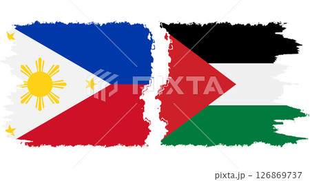 Palestine and Philippines grunge flags connection vector 126869737