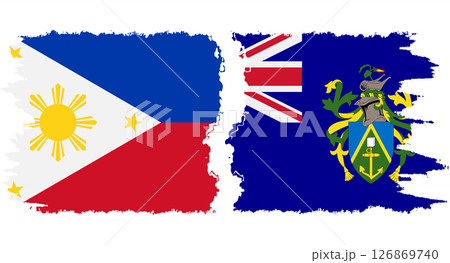 Pitcairn Islands and Philippines grunge flags connection vector 126869740