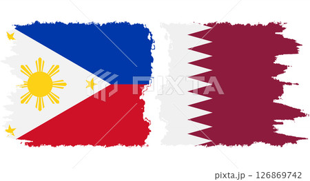 Qatar and Philippines grunge flags connection vector 126869742