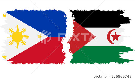 Western Sahara and Philippines grunge flags connection vector 126869743
