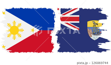 Saint Helena and Philippines grunge flags connection vector 126869744