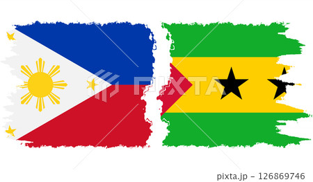 Sao Tome and Principe and Philippines grunge flags connection vector Sao Tome and Principe and Philippines grunge flags connection vector 126869746