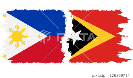 Timor-Leste - East Timor and Philippines grunge flags connection vecto 126869754