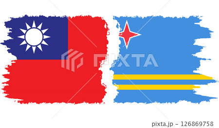 Aruba and Taiwan grunge flags connection vector 126869758