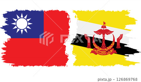 Brunei and Taiwan grunge flags connection vector 126869768