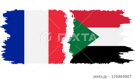 Sudan and France grunge flags connection vector Sudan and France grunge flags connection vector 126869807