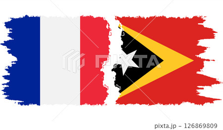 Timor-Leste - East Timor and France grunge flags connection vecto 126869809