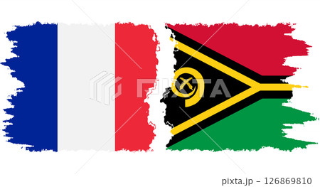 Vanuatu and France grunge flags connection vector 126869810
