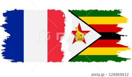 Zimbabwe and France grunge flags connection vector Zimbabwe and France grunge flags connection vector 126869812