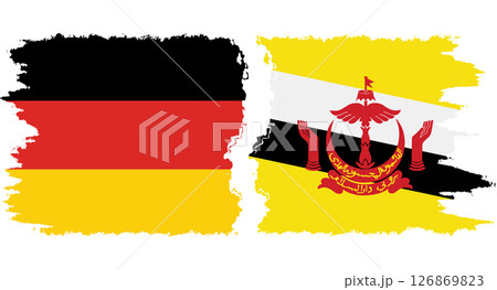 Brunei and Germany grunge flags connection vector 126869823