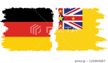 Niue and Germany grunge flags connection vector 126869867