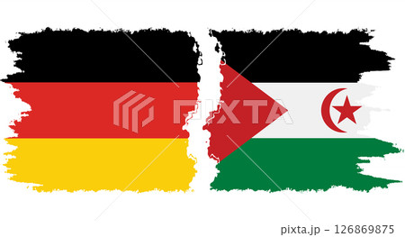 Western Sahara and Germany grunge flags connection vector 126869875
