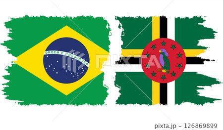 Dominica and Brazil grunge flags connection vector Dominica and Brazil grunge flags connection vector 126869899