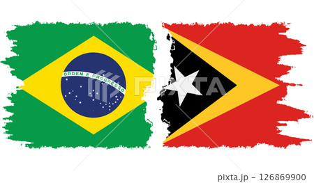 Timor-Leste - East Timor and Brazil grunge flags connection vector 126869900