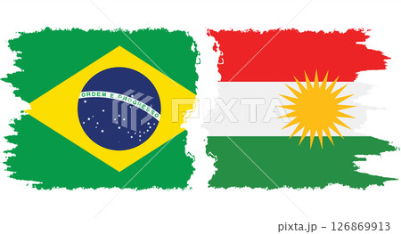 Kurdistan and Brazil grunge flags connection vector Kurdistan and Brazil grunge flags connection vector 126869913