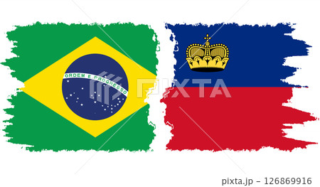 Liechtenstein and Brazil grunge flags connection vector Liechtenstein and Brazil grunge flags connection vector 126869916