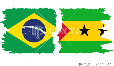 Sao Tome and Principe and Brazil grunge flags connection vector Sao Tome and Principe and Brazil grunge flags connection vector 126869937