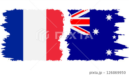 Australia and France grunge flags connection vector 126869950
