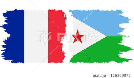 Djibouti and France grunge flags connection vector 126869975
