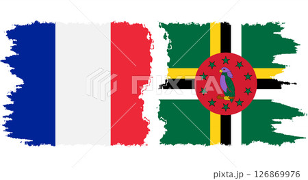 Dominica and France grunge flags connection vector 126869976