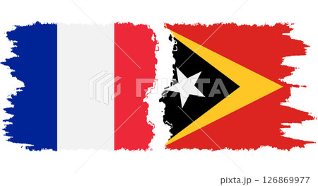 Timor-Leste - East Timor and France grunge flags connection vector Timor-Leste - East Timor and France grunge flags connection vector 126869977