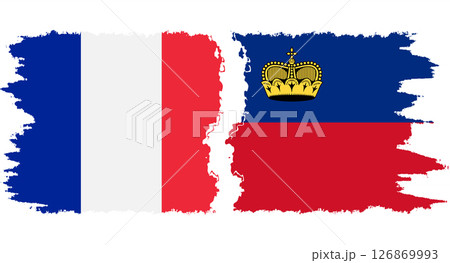 Liechtenstein and France grunge flags connection vector 126869993