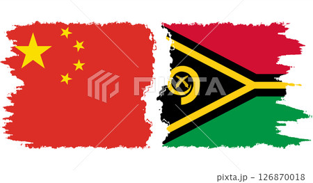 Vanuatu and China grunge flags connection vector 126870018