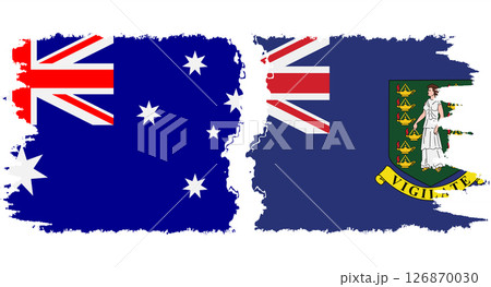 British Virgin Islands and Australia grunge flags connection vector 126870030