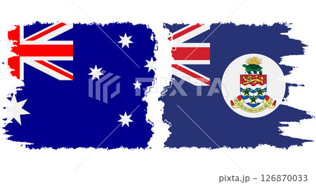 Cayman Islands and Australia grunge flags connection vector 126870033