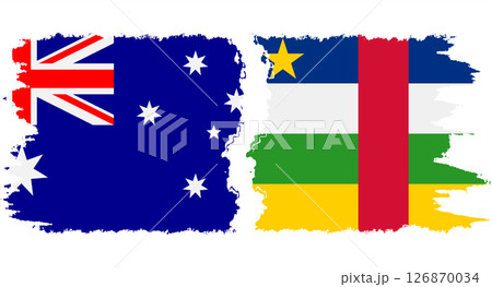 Central African Republic and Australia grunge flags connection vecto 126870034